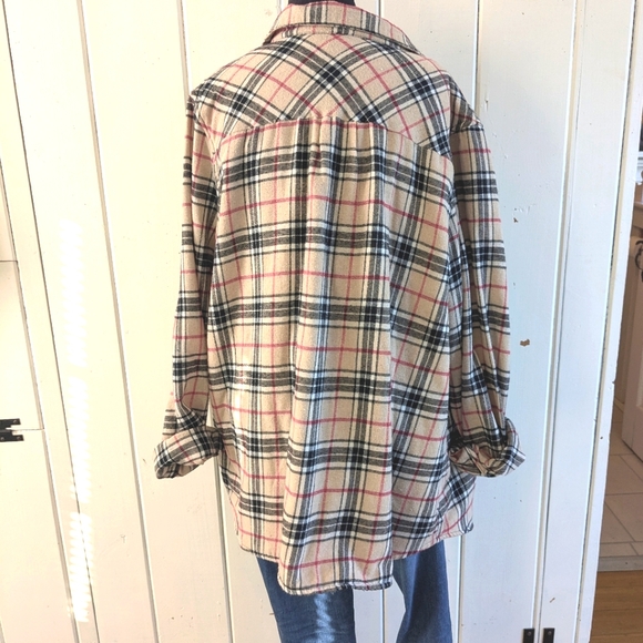 Oversized Boyfriend flannel "shacket" fleece lined XL - Picture 6 of 10